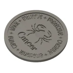 Digital Art STL Download - Cancer Zodiac Coaster w/Holder (holds 6)by Trash Can Guy