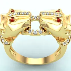 Double Leopard Rings - Cheetah ring - Panther ring - N924