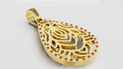 Gold floral pendant 3D Print Model in Pendants 582776