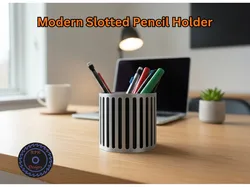 Slotted Pencil Cup - Modern Desk Organizer