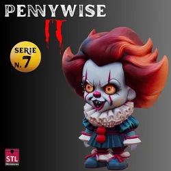 STL File Pennywise Chibi Style IT Horror Clown 3D Printable Miniature 3D Print Model in Figurines 582960