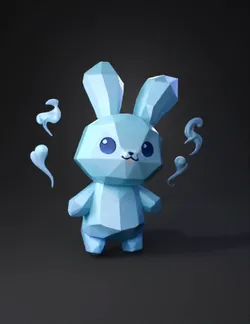 Create a low poly 3D Roblox style pet called Spirit Bunny Cute spect