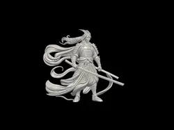 Dual Katana Samurai Warrior - Flowing Hair Figure