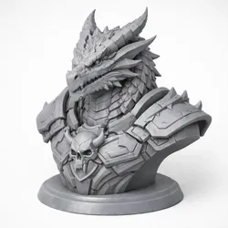 Fișiere pentru imprimante 3D | Fișier 3MF | Busto de Guerrero Dragón Fantástico