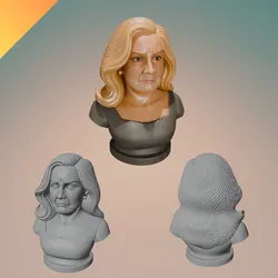 Adele Bust Statue – One-Piece 3D Model STL and GLB for Sculpture, Display, and Home Decor