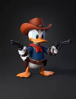 Create a high quality full body image of Donald Duck as a Wild West co