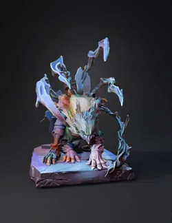 dragon like crystalline creature sculpture with multicolored spikes on