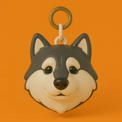 Malamute 3D Plastic Key Ring - STL