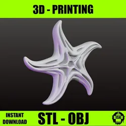 SEA STAR 16 - Starfish digital STL and OBJ file for sea animal 3D printing