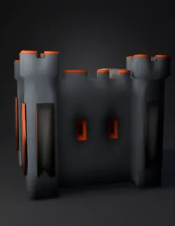 A low poly 3D game asset of a square medieval castle keep Stylized f