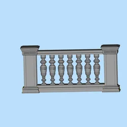 house guardrail stone pillar stone railing 02 fence shape scene digital model