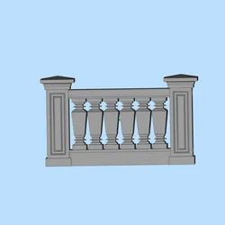 house guardrail stone pillar stone railing 04 fence shape scene digital model