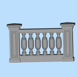 house guardrail stone pillar stone railing 05 fence shape scene digital model