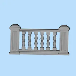 house guardrail stone pillar stone railing 07 fence shape scene digital model
