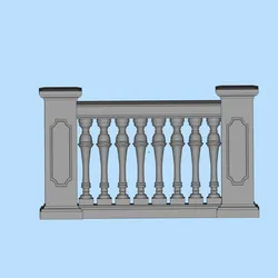 house guardrail stone pillar stone railing 14 fence shape scene digital model