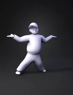 orange shirt and blue pants humanoid figure with outstretched arms