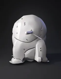 quadruped creature with rounded body short limbs soft pink gray skin