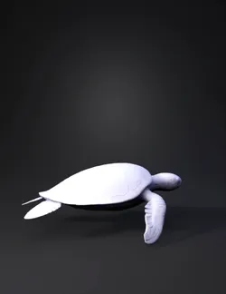 sea turtle with orange brown patterned shell and green flippers swimmi