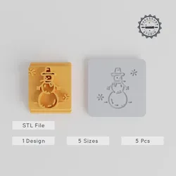 Snowman Stamp Tile Collection, 5 Sizes, Perfect for Clay, Cookies & Fondant