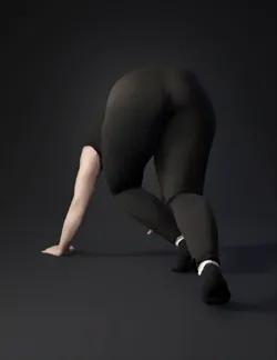 athletic person in black athletic wear performing a stretching pose