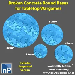 Bases for Wargames - Broken Concrete Free 3D Print Model in Game Accessories 462897