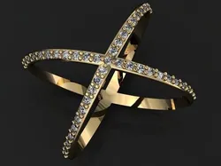 Gold X shaped ring 3D Print Model in Rings 463673
