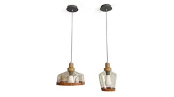 Modern Pendant Light Set with Amber Glass Shades