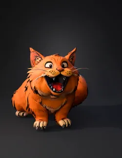 orange cartoon cat with fluffy fur cream underside striped orange fu