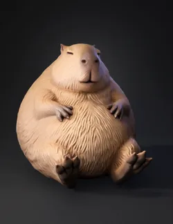 round beaver like creature with textured fur small limbs and neutral
