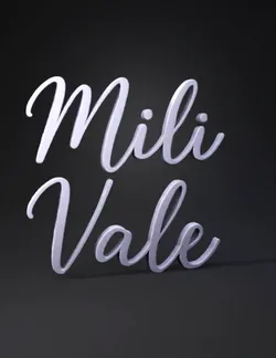 scripted text logo reading Mili Vale in black script on cream backgr