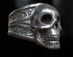 Skull ring silver 3D Print Model in Rings 463690