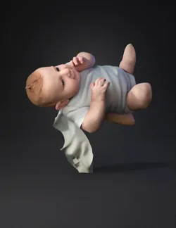 baby in light blue onesie with soft skin tones