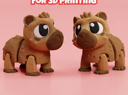 Digital Art STL Descărcare - Articulated Capybara STL & 3MF – Flexi Fidget Toy - WowPrintifyHub