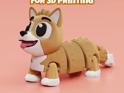 Digital Art STL Descărcare - Articulated Corgi dog STL & 3MF – Flexi Print in place - WowPrintifyHub
