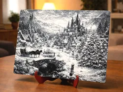 Gratis Sculptures & Artworks STL indir - Snowy landscape - HueForge - AlexFreeNet