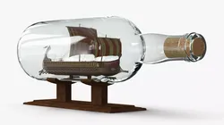 Imperial Roman Trireme Miniature in Bottle 3D model