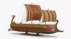 Miniature Roman Trireme on Stand 3D model