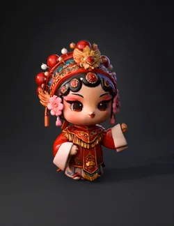 ornate Chinese opera headpiece with red and gold detailing decorative