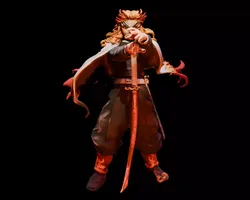 Rengoku legendaryFlame Demon Slayer STL Anime Collectible Statue 3D print model