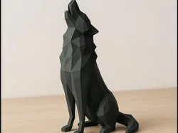 Sculptures & Artworks STL تنزيل - low_poly_wolf - neagww
