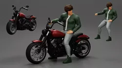 Separated - Young man sitting on his motorbike 3D print model