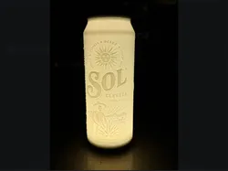 Sol Cerveza can lithophane lamp
