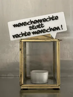 Sprechblase "Menschenrechte" zweifarbig