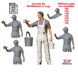 N7 Painter with Brush and bucket 3D print model