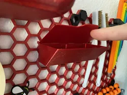 Segmented box with spout and lid for honeycomb storage wall system (HSW)