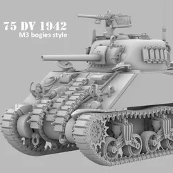 Sherman M4A2 early DV Hull 1942, M3 bogies style