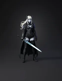 armored knight with glowing blue sword in dark fantasy armor detailed