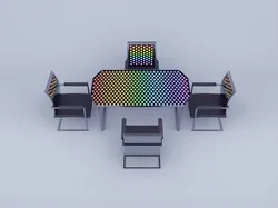 Futuristic sci-fi neon glow office furniture