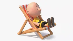 Miniature Character Relaxing in Beach Seat 3D model