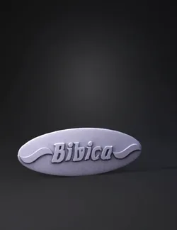 Bibica logo in red oval with white script text